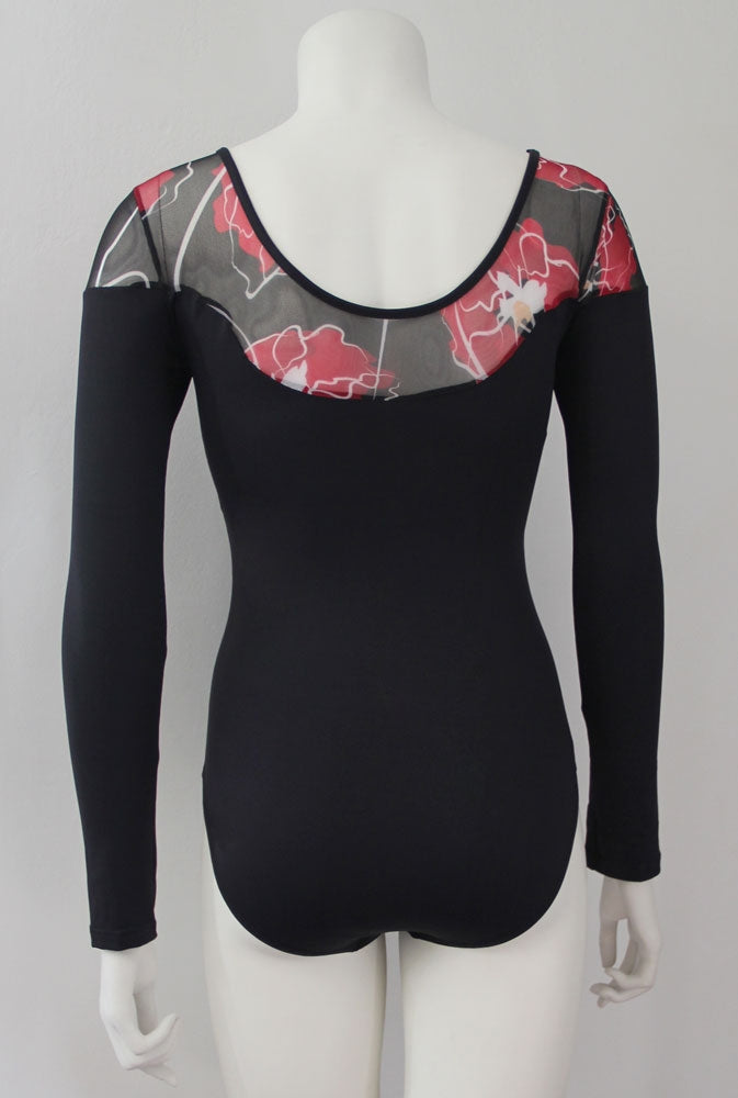 Black Flamenco Leotard with Print