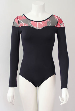 Black Flamenco Leotard with Print