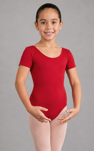 justaucorps rouge à manches courtes pour filles