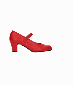 Chaussure semi-professionnelle en cuir rouge avec boucle