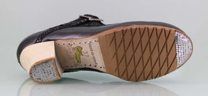 Zapato de baile flamenco profesional piel negro y fantasía