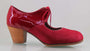 Zapato de baile flamenco profesional ante y charol rojo