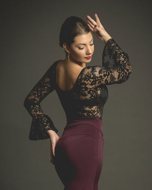 Body flamenco en dentelle noire