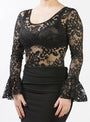Black lace flamenco leotard-bodysuit