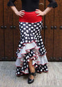Black Flamenco Skirt with Polka Dots and Ruffles