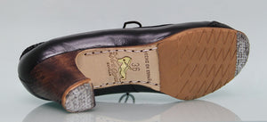 Chaussure de danse flamenco professionnelle en cuir noir et fantaisie
