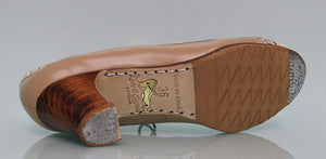 Chaussure de danse flamenco professionnelle en cuir beige et fantaisie