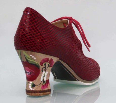Chaussure de danse flamenco professionnelle, imprimé serpent rouge