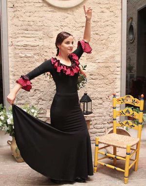 Black Fitted Flamenco Skirt