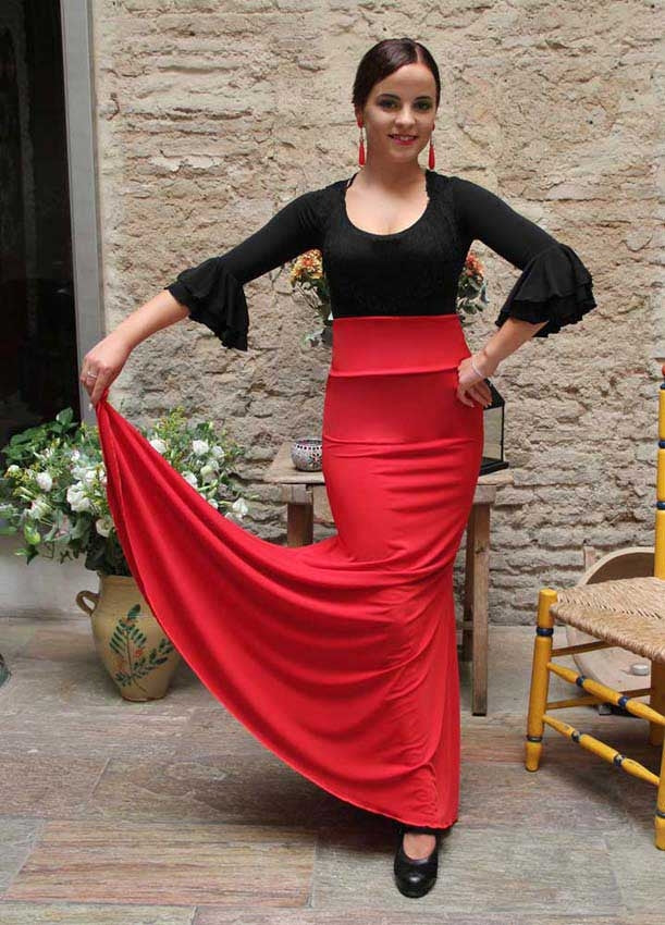 Falda Flamenco Roja Entallada