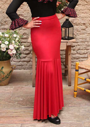 Red Fitted Flamenco Skirt