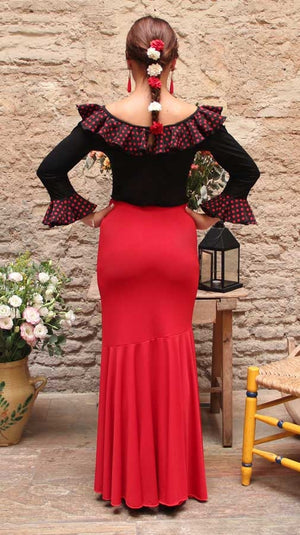 Red Fitted Flamenco Skirt