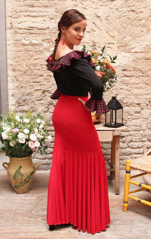 Red Fitted Flamenco Skirt