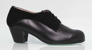Zapato Flamenco Profesional Combinado Piel y Ante Negro