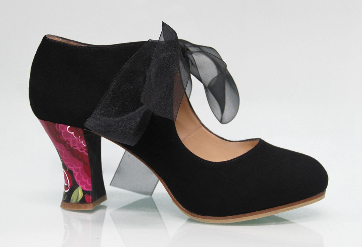 Chaussure de ville en daim noir avec nœud