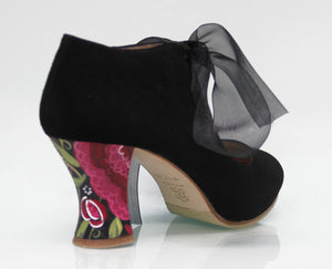 Chaussure de ville en daim noir avec nœud