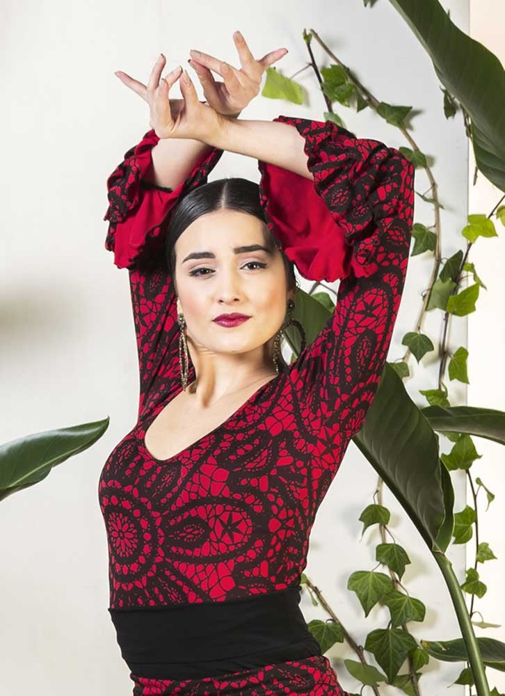 Red printed flamenco top