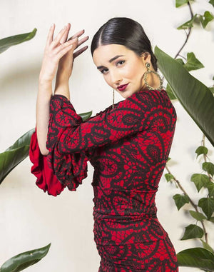 Red printed flamenco top