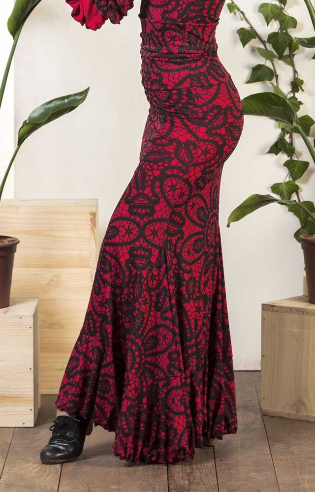 Jupe flamenco Olvera à imprimé rouge