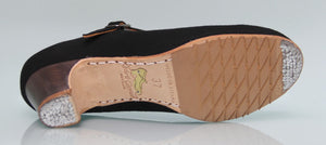 Chaussure de danse flamenco professionnelle en cuir noir avec boucle