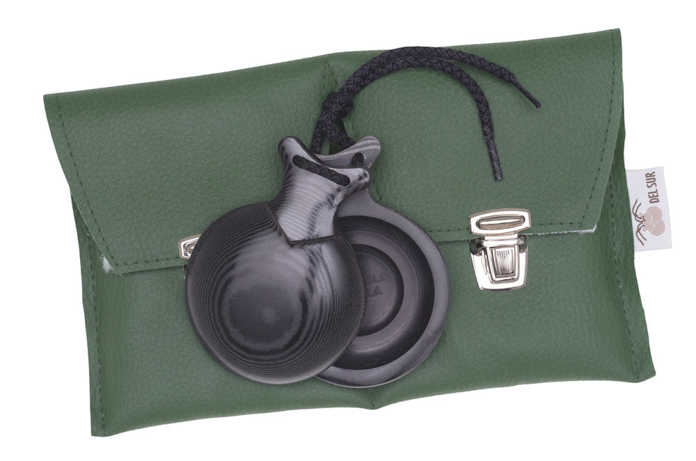 Castagnettes Capricho en tissu noir double boîte