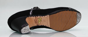 Chaussure de danse flamenco professionnelle en daim noir et cuir