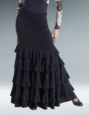 Black Flamenco Skirt with Ruffles