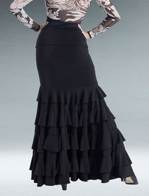 Black Flamenco Skirt with Ruffles