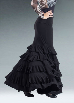 Black Flamenco Skirt with Ruffles