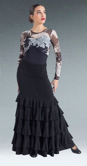 Black Flamenco Skirt with Ruffles