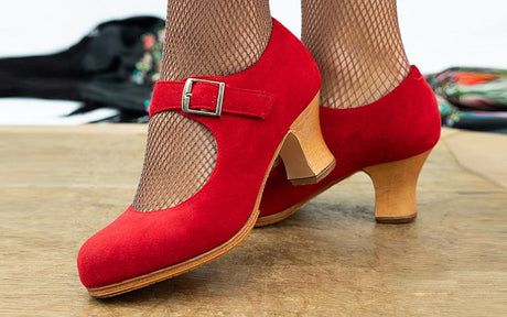 Chaussure de danse flamenco professionnelle en daim rouge