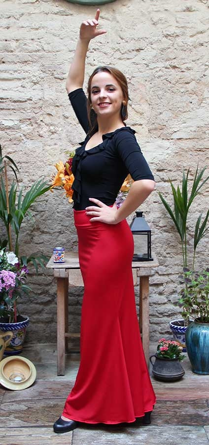 Red Godet Flamenco Skirt