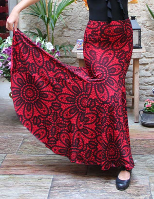 Falda Flamenco Estampado Rojo