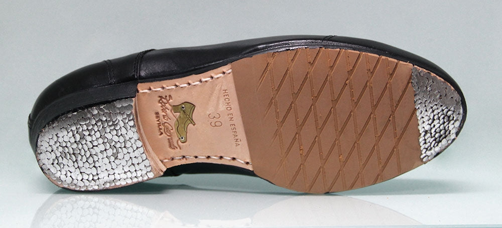 Chaussure de flamenco professionnelle noire à talon bas