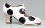 Zapato de baile flamenco profesional con cordones blanco y negro