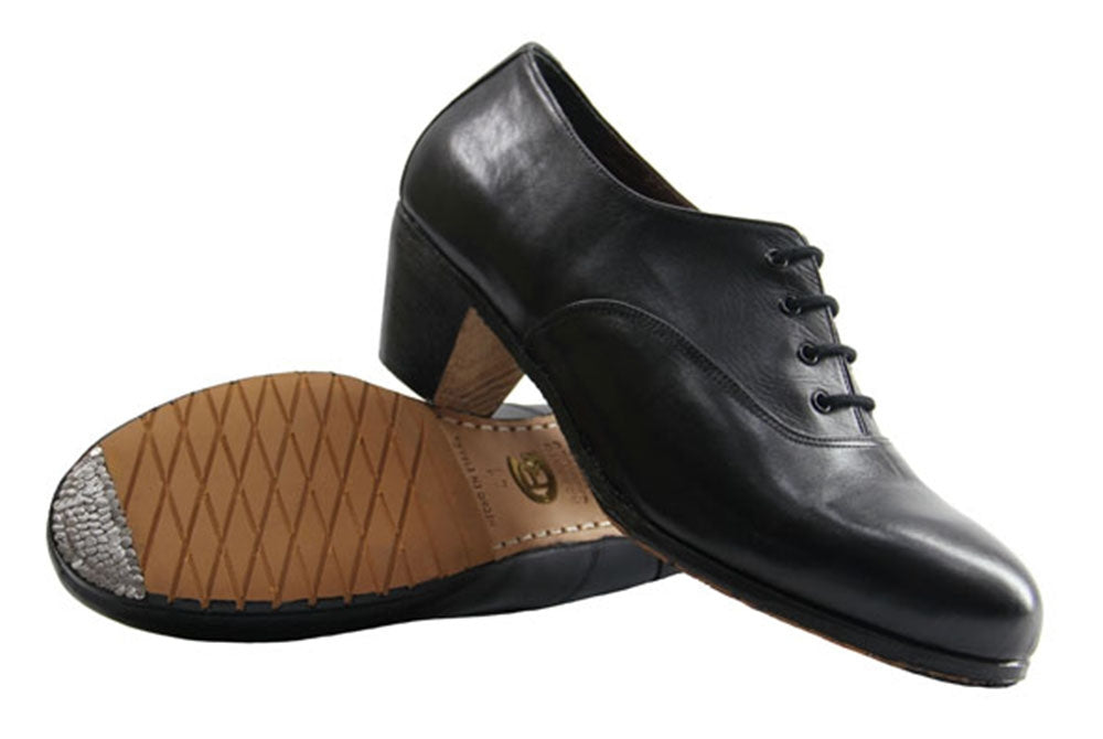Professional flamenco shoe, plain black leather – Zapatos de Baile