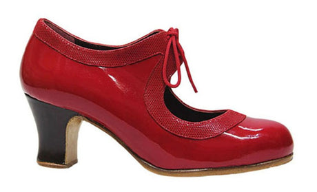 Zapato de baile flamenco profesional charol rojo