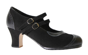 Zapato de baile flamenco profesional ante/piel negro