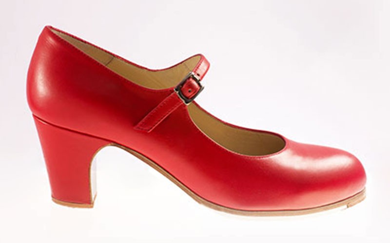 Chaussure de danse flamenco professionnelle en cuir rouge