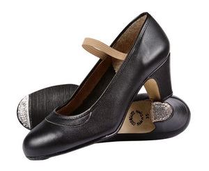 Zapato Semiprofesional Piel Negro Elástico
