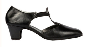Chaussure de danse en cuir noir type Chapín 4 cm.