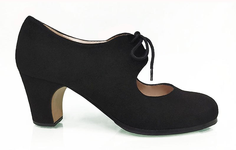 Semi-professional black suede flamenco dance shoe