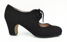 Semi-professional black suede flamenco dance shoe