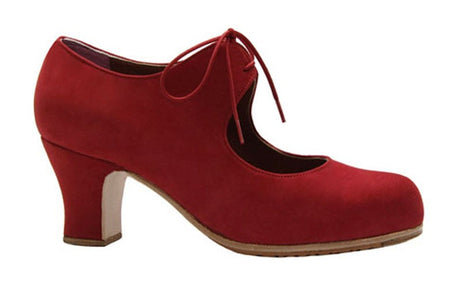 Chaussure de danse flamenco professionnelle en daim rouge