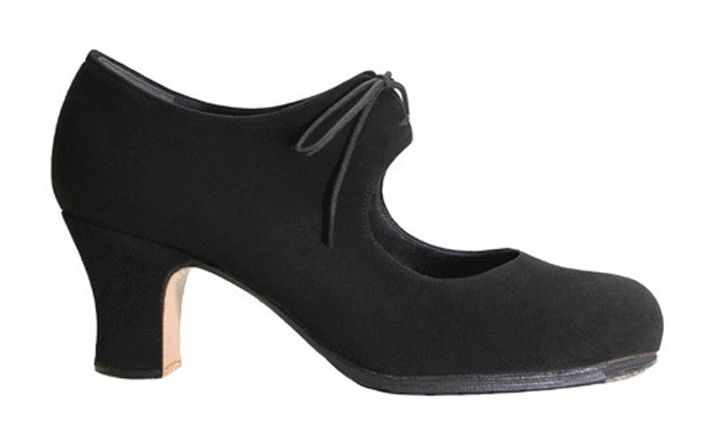 Professional black suede flamenco dance shoe