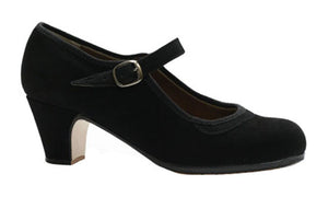 Chaussure de danse flamenco professionnelle en cuir suédé noir