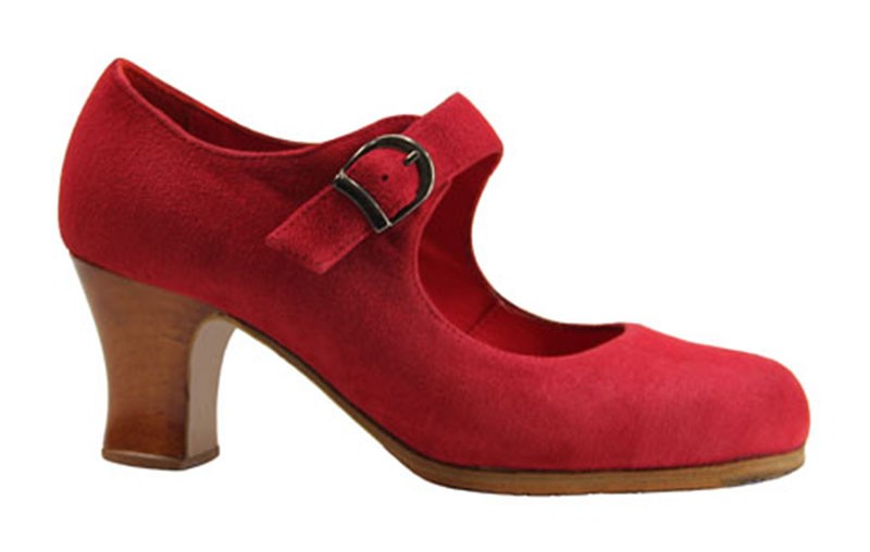 Chaussure de danse flamenco professionnelle en daim rouge