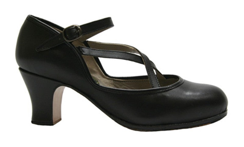 Chaussure de danse flamenco professionnelle, cuir noir