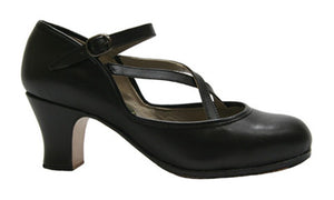 Chaussure de danse flamenco professionnelle, cuir noir
