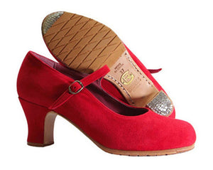 Chaussure de danse flamenco professionnelle en daim rouge